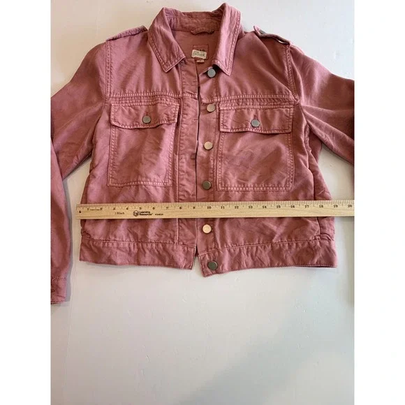 Gap Womens Utility Jacket Pink Dusty Rose Cropped Military Small - Picture 6 of 7
